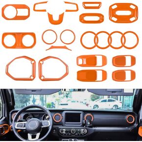 Car Interior Accessories-Air Conditioning Vent & Steering Wheel & Switch Button& Reading Light & Roof Speaker etc Fits for 2018-2023 Jeep Wrangler JL JLU & Gladiator JT 20PCS(Red)