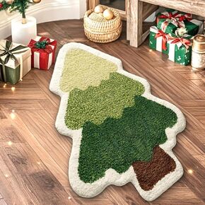 Christmas Bathroom Rugs, Christmas Tree Bathroom Rugs, Soft, Thick and Durable Bathtub Rugs for Bathroom, Bedroom, Dining Room, 23.6 * 35.4 Inches
