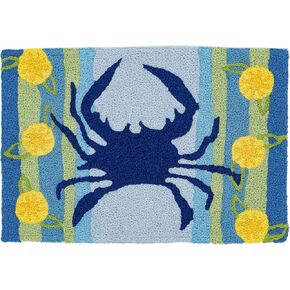 Lemon Blue Crab Claw Coastal JellyBean Accent Rug