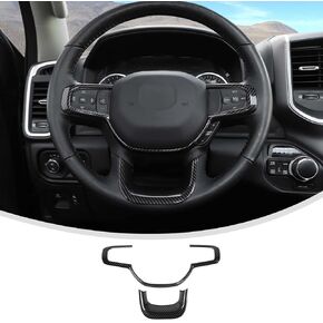 Linskip Steering Wheel Trim Fit for 2019 2020 2021 2022 2023 2024 Ram 1500 2500 3500, Steering Wheel Cover for Ram Interior Accessories(Carbon Fiber Black)