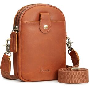 S-ZONE Small Crossbody Bags for Women Trendy RFID Blocking Cross body Bag Leather Cell Phone Wide Strap Shoulder Purses
