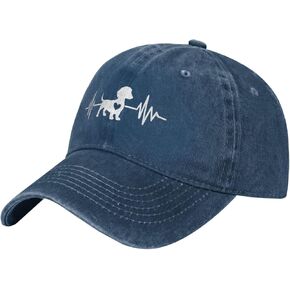 Women's Dachshund Dog Heart Hat, Adjustable Vintage Washed Baseball Cap for Dad and Mom