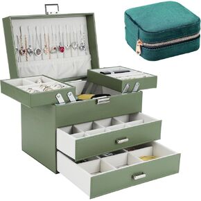 Dajasan Jewelry Holder Organizer Box + Velvet Travel Jewelry Box