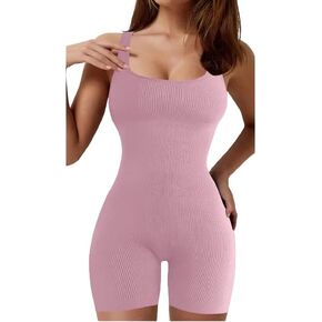 Sexy One Piece Jumpsuits for Women Knitted Sleeveless Short Rompers Seamless Gym Outfits