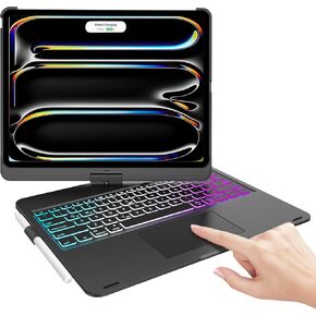 Keyboard case for iPad Pro 13 inch, Trackpad, 360° Rotatable, Rose Gold