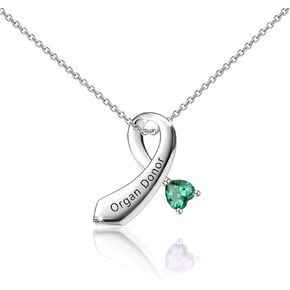 CENWA Organ Donor Green Ribbon Zircon Necklace Organ Donor Gift Organ Donation Awareness Kidney Donor Thank You Gift