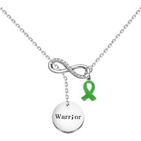 HOLLP Liver Disease Awareness Y Necklace Liver Cancer Warrior Gift Green Ribbon Jewelry Liver Disease Support