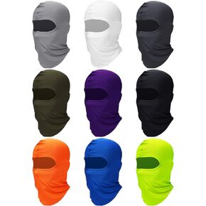 SATINIOR 9 Pcs Ski Mask for Men Full Face Cover UV Sun Protection Cooling Balaclava Neck Gaiter Clothing Scarf Bandana(Solid Colors)