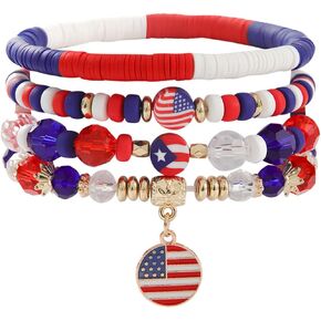 Stackable Bracelets for Women Girls Trendy, Polymer Clay Bracelets Cute Fashion Funny Gifts