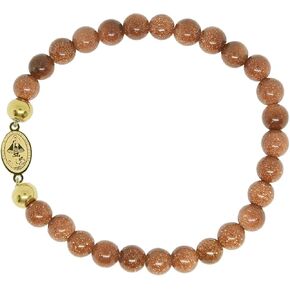 Catholic Town Bracelet with Stainless Steel Virgen de la Caridad del Cobre medal and 6mm Venturina beads (SSBCMVS-6)
