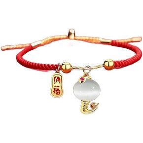 2025 Chinese New Year Snake Bracelet Snake Bead Bracelet Chinese Zodiac Feng Shui Lucky Amulet Stretch Bracelets New Year Gifts for Women Men