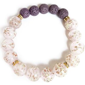 ARTSY Crafts Glow in The Dark Firefly Beads Bracelet, Firefly Maruno Glass Beads Stretch Bracelet, Luminous Mermaid Moonstone Crystals Jewelry
