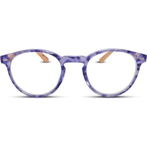 Aqua Tortoise Bamboo Frame Round Reading Glasses for Women - Trendy Womens Reading Glasses with Sturdy Frame, Lightweight and Comfortable Readers for Women - Enhanced Visual Clarity and Stylish Look