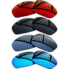 4 Pairs Replacement Lenses for Oakley Straight Jacket 2007 Sunglasses - Solid Black+Titanium+Ice Blue+Fire Red