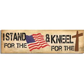 Gear Tatz - I Stand for The (Flag) & I Kneel for The (Cross) - Political Car Magnet - 2.75 x 9.5 inches - Professionally Made in The USA - Magnetic Decal