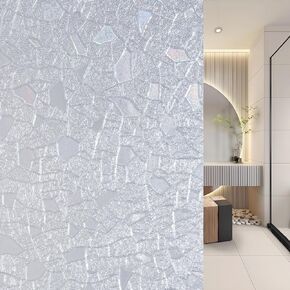 Window Film W17.7*L78.7'' Privacy Frosted Glass Window Tint Non Sticky Static Clings UV Heat Cutting Control Window Bathroom Door Decorative Frosting Film Cover Home