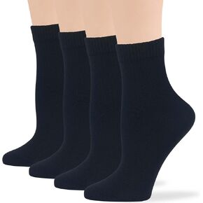 Women's Cotton Diabetic Quarter Patterned Fashion Socks - 4 Pack Large-Loose- Polka Dot, Stripe - Sock Size 10-12 Shoe Size 8-12 L Dark Navy, Indigo Blue, Orange