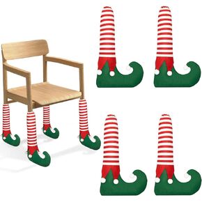 4 Pcs Christmas Chair Leg Covers Xmas Furniture Feet Leg Socks Non Slip Christmas Elves Table Socks for Xmas Home Kitchen Dining Room Party Festival Decorations Winter
