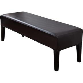 PU Waterproof Dining Bench Cover,Stretch Kitchen Waterproof Bench Slipcover,Oilproof Removable Bench Protector Cover,Rectangle Bench Covers for Dining Room,Living Room,Kitchen ﻿(COLOR:Black)