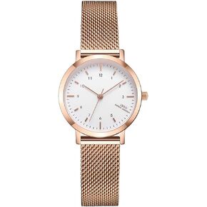 IBSO BOERNI AIBISINO Women Stainless Steel Band Watches Ladies Quartz Wristwatches Waterproof Mesh Bracelet Watch Relogio Feminino (3639 Rose Gold)