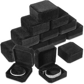 12 Pcs Velvet Bracelet Boxes for Jewelry Gift, Classic Black Bracelet Gift Box Jewelry Box Storage Case Organizer Holder for Wedding, Engagement, Proposal, Birthday and Anniversary (Black)