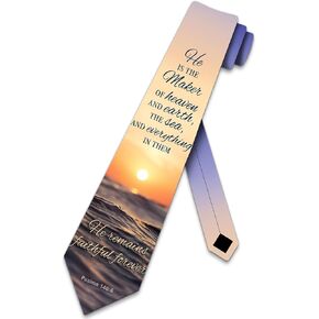 Three Rooker Faith Ties Mens Religious Necktie Psalms Bible Verse Tie for Men Christian Neckties