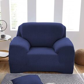 Universal Polyester Blend & Spandex Sofa Cover Big Elasticity Cover for Couch Flexible Stretch Sofa Cover | 120 GSM | Slipcover (Navy Blue, 1 Seater)