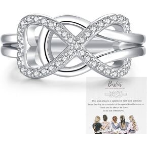 ZOEXUE Mother Daughter Rings Best Friend Knot Rings 925 Sterling Silver Knot Ring Elegant CZ Statement Square Ring Bands for Women Ladiess Mother's Day Gifts Jewelry Size 5-10