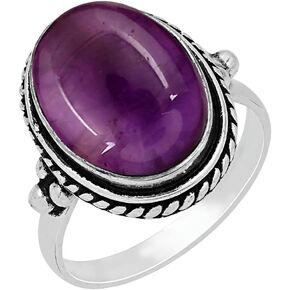 Sterling Silver Plated Handmade Statement Rings For Women, Southwest Bohemian Birthstone Ring Jewelry Mother's Day Christmas Gifts For Her