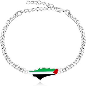 Uloveido Vivaday Save Gaza Chain Bracelets | Peace Letter Gaza Flag Support Freedom for Palestinians Arabic Bracelets for Men, Women | YA5031