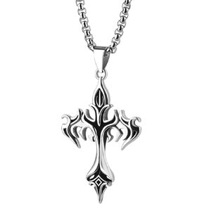 Cross Pendant for Car Rear View Mirror Decor Stainless Steel Gothic Cross Amulet Jewelry Men Christian Gift