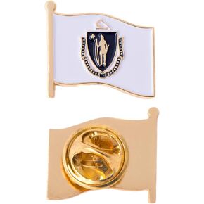 Desert Cactus Massachusetts State Flag Lapel Pin Enamel Made of Metal Souvenir Hat Men Women Patriotic MA (Waving Flag Lapel Pin)