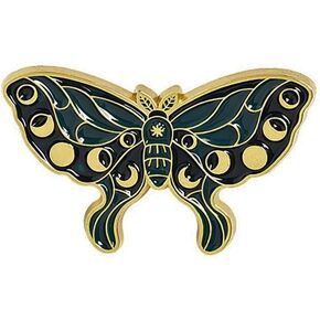 Moon Phases Moth Enamel Pin with Safety Backing.