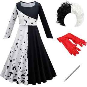 IBTOM CASTLE Toddler Baby Girls Cosplay Costume Fancy Halloween Carnival Dress Up Gown + Wig + Gloves + The Pole 4PCS Outfit