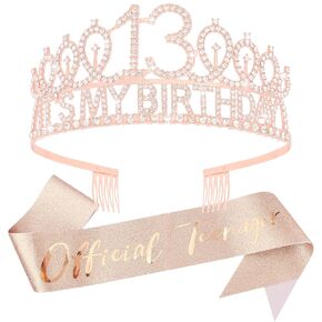 16th Birthday Decorations for Girls 16th Rose Gold Birthday Headband Great Gift for Trendy 16 Years Old Girls Princess Tiara Hair Accessories for Girls Happy Birthday Party Favors