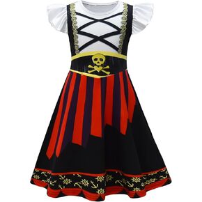 AOVCLKID Girls Pirate Dress Buccaneer Costume Birthday Party Dress Halloween Cosplay Outfits