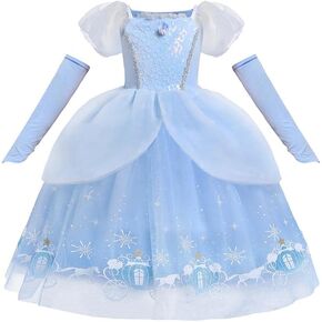 Dressy Daisy Princess Fancy Dress Up Halloween Costume Pumpkin Car Birthday Party Outfit with Gloves for Toddler Little Girls