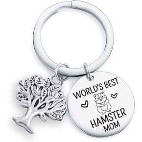 TzrNhm Blossom World's Best Hamster Mom Gift Hamster Jewelry Animal Keychain Hamster Keychain Pet Lover Keychain