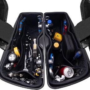 Harley Saddlebag Liners Organizer 2 In 1 For 14-21 OEM Standard Saddlebags Lining Cvo Tapered 2021 Street Glide Saddle Bag Stretched Carpet Inserts, Black