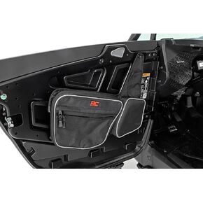 Rough Country Front Door Storage Bags for Polaris RZR XP (2024) - Water Resistant, Mesh Pockets, Built-in Knee Pad, Pair