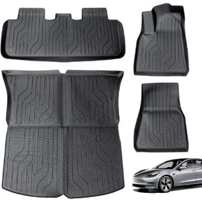 Floor Mats for Tesla Model Y 2021-2023 2024, 6 Pcs Mats Custom Fit All Weather, Waterproof TPE Interior Cargo Liner & Front & Rear Trunk Mats with Anti-Slip for Model Y 5-Seater (Not Fit 7-Seat) in Saudi Arabia