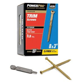 Power Pro 967887 Trim Screws, #8 x 3", All Purpose Wood, Deck, Composite, and Exterior Trim Screws, Rust Resistant, Bronze, 2000pcs Box
