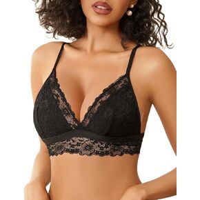 Avidlove Lace Bralette للنساء حمالة صدر لاسلكية غير مبطنة Bralette برقبة على شكل حرف V ملابس داخلية قصيرة