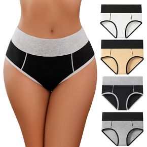 Avidlove Womens Underwear Cotton Hipster Panties High Waist Briefs Color Clash Underpants Multipack