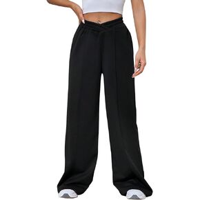 Kedera Womens High Waisted Wide Leg Sweatpants Casual Solid Color Asymmetrical Long Pants Trousers