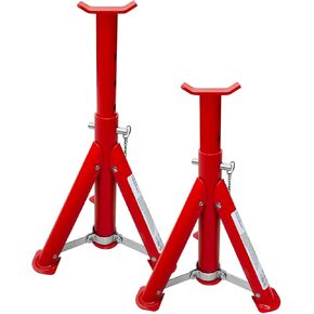 Foldable Jack Stands 3 Ton (6,600 LBs), 11.42"-16.06" Adjustable Height with Mobility Safety Pin,Car Jack Stand for Home&Garage&, Workshops,Lifting SUV, Pickup Truck,UTV/ATV, Red, 1 Pair