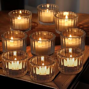 12 PCS Clear Tealight Candle Holders - Glass Votive Candle Holder, Valentine's Day Gifts for Women Mom Ladies, Small Tea Light Candle Holder for Table Centerpiece Wedding Home Dinner Party Decorations