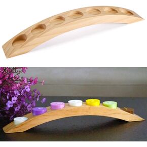 Long Wooden Bridge Tealight Candle Holder, 7 Holes - Candle Centerpieces for Tables - Rustic Wooden Color