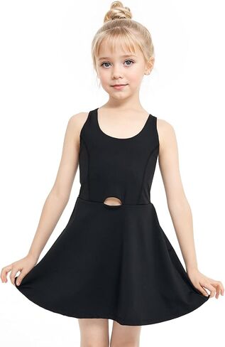 JiAmy Girls Tennis Dress Kids Golf Sleeveless Dress Outfit Pickball Sports Dresses with Shorts Pockets in Saudi Arabia