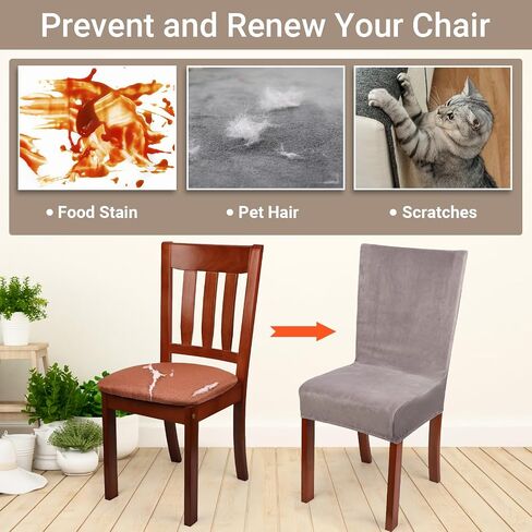 Dining Chair Covers Set of 4, 4pcs Gray Removable Soft Chair Seat Covers, Washable Stretch Universal Chair Protectors Covers Large Slipcovers for Home Kitchen Hotel Banquet Ceremony Decor in Kuwait